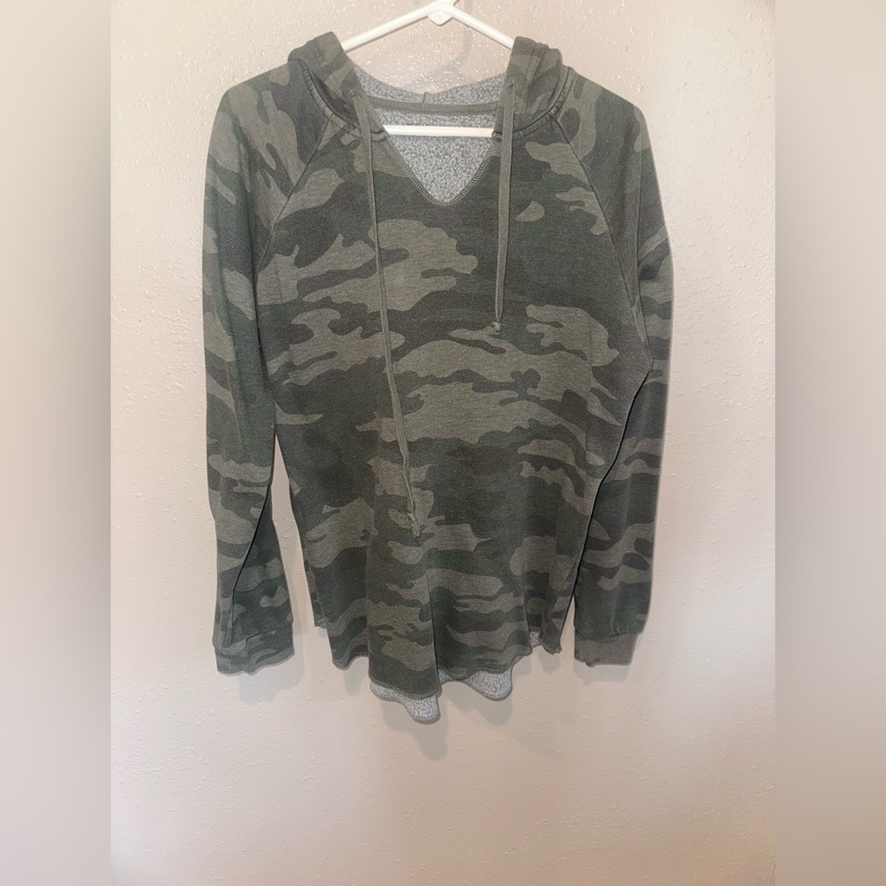 Camo Hooded Pullover Sweatshirt - Green Camo